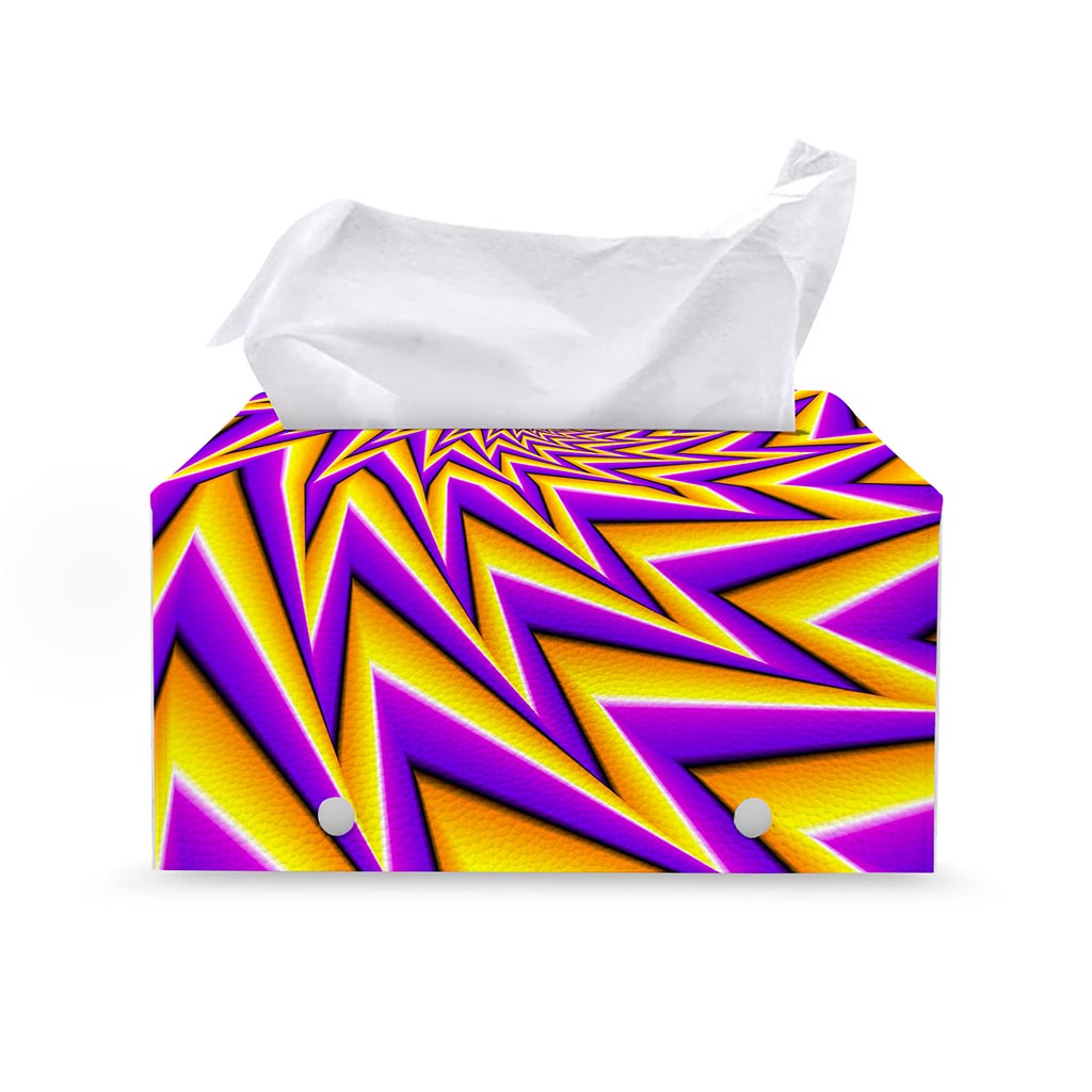 Yellow Big Bang Moving Optical Illusion Leather Tissue Box Cover