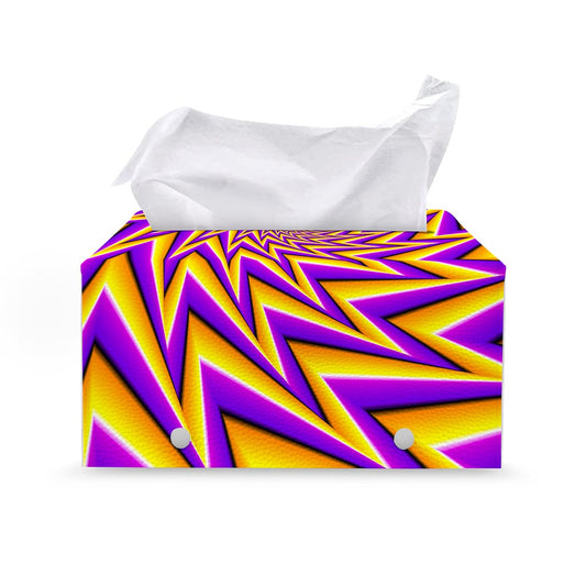Yellow Big Bang Moving Optical Illusion Leather Tissue Box Cover