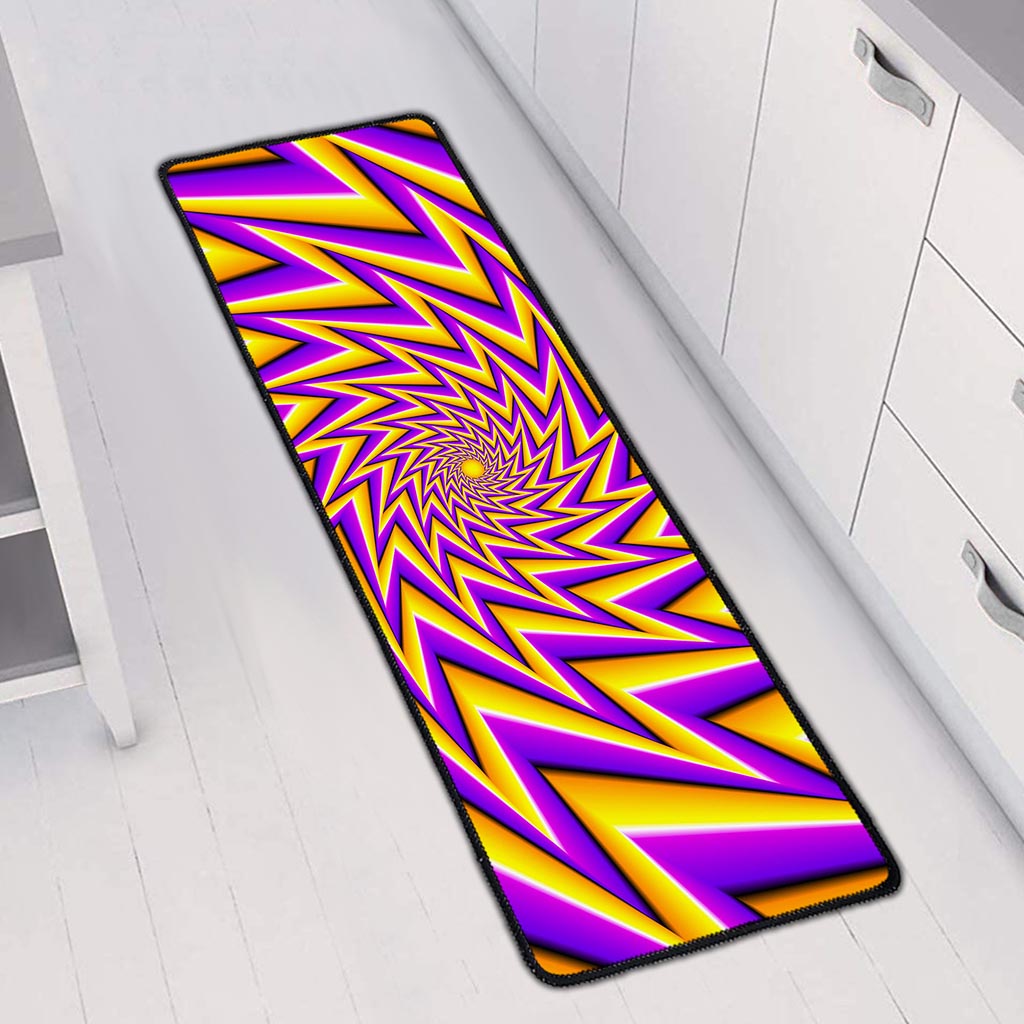 Yellow Big Bang Moving Optical Illusion Long Kitchen Mat