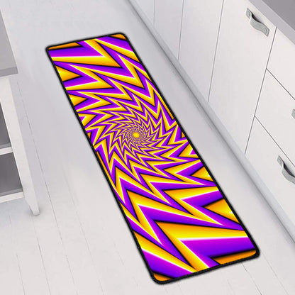 Yellow Big Bang Moving Optical Illusion Long Kitchen Mat