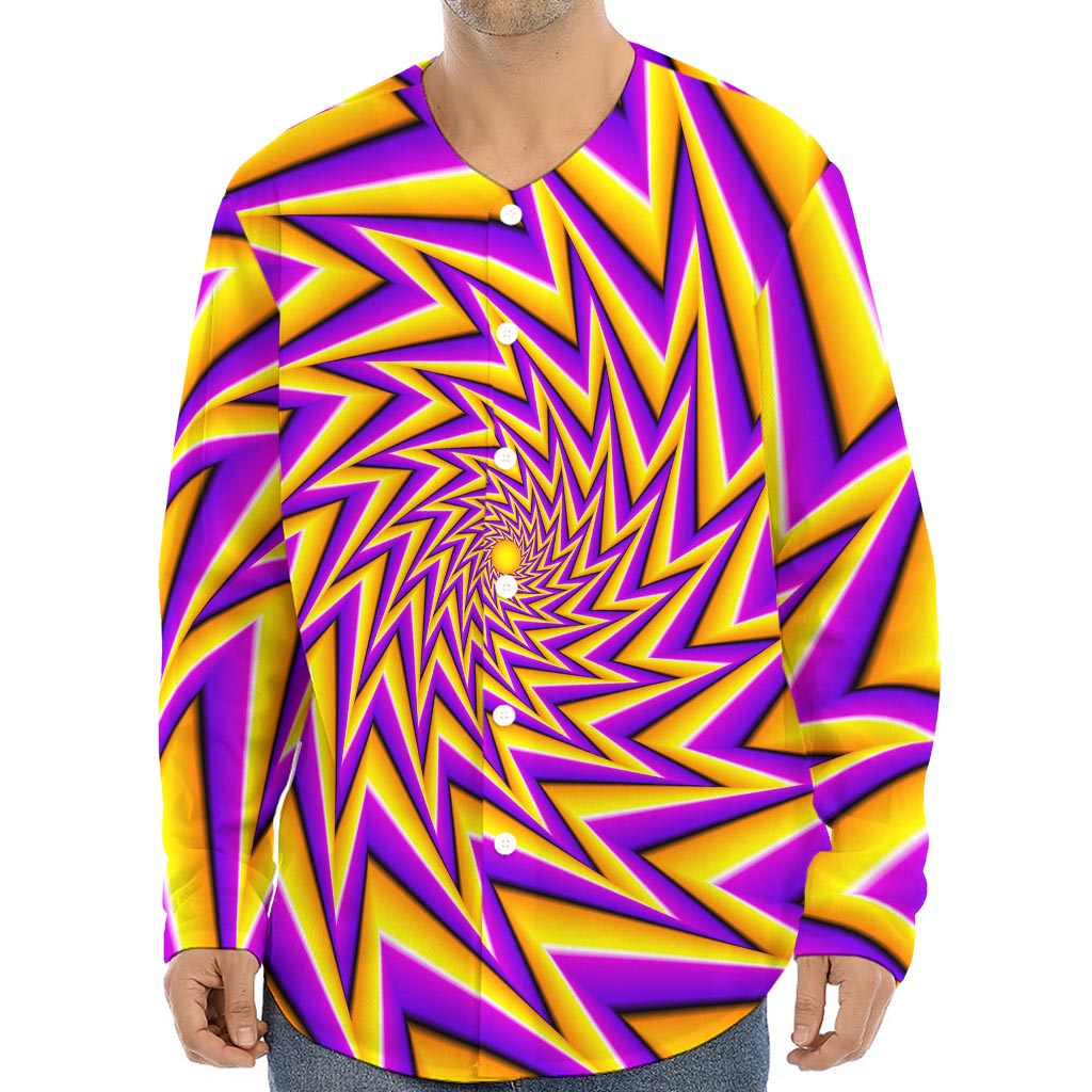 Yellow Big Bang Moving Optical Illusion Long Sleeve Baseball Jersey