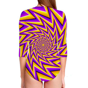 Yellow Big Bang Moving Optical Illusion Long Sleeve Swimsuit