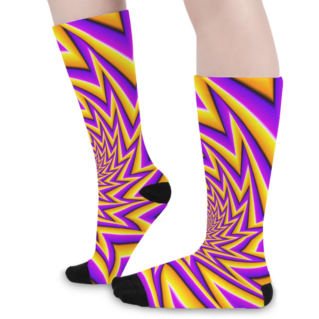 Yellow Big Bang Moving Optical Illusion Long Socks