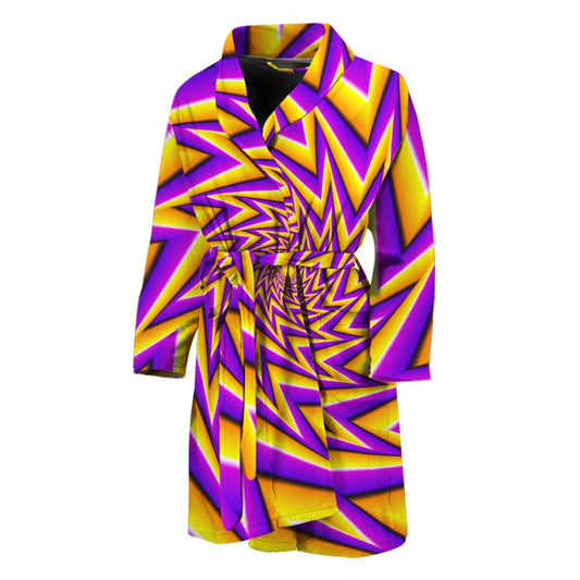 Yellow Big Bang Moving Optical Illusion Men's Bathrobe