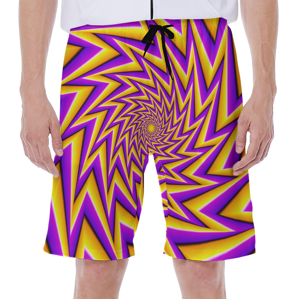 Yellow Big Bang Moving Optical Illusion Men's Beach Shorts