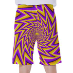 Yellow Big Bang Moving Optical Illusion Men's Beach Shorts