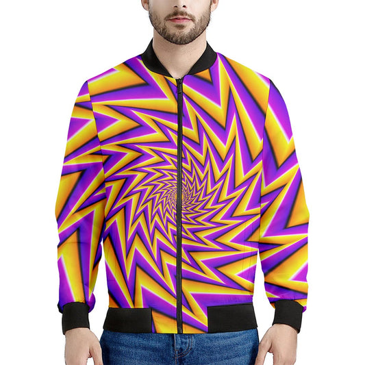 Yellow Big Bang Moving Optical Illusion Men's Bomber Jacket