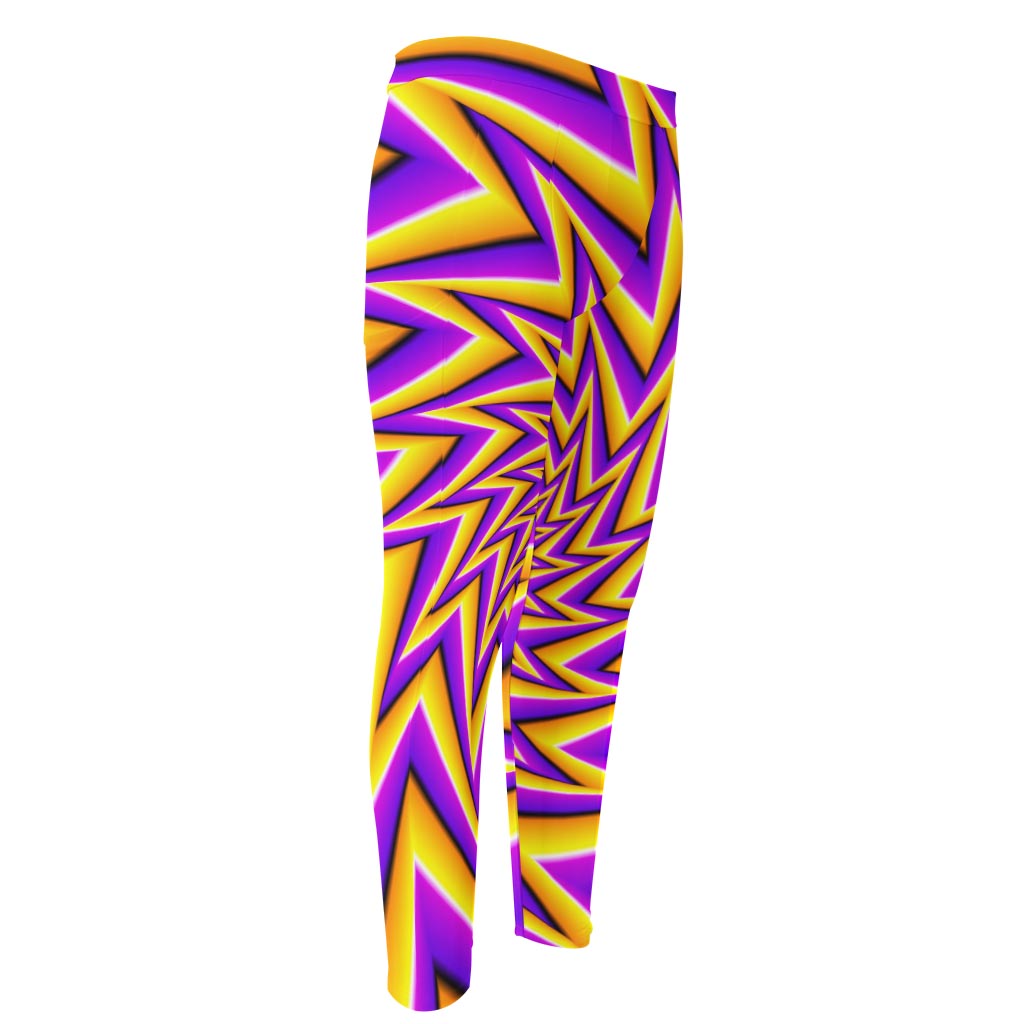 Yellow Big Bang Moving Optical Illusion Men's Compression Pants