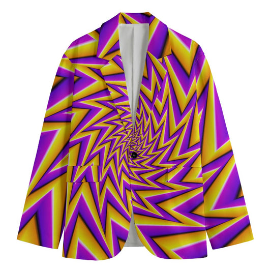 Yellow Big Bang Moving Optical Illusion Men's Cotton Blazer