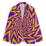 Yellow Big Bang Moving Optical Illusion Men's Cotton Blazer