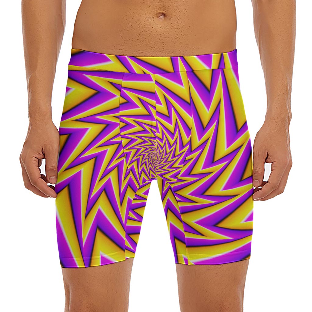 Yellow Big Bang Moving Optical Illusion Men's Long Boxer Briefs
