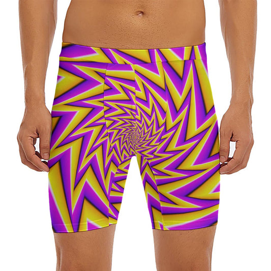 Yellow Big Bang Moving Optical Illusion Men's Long Boxer Briefs