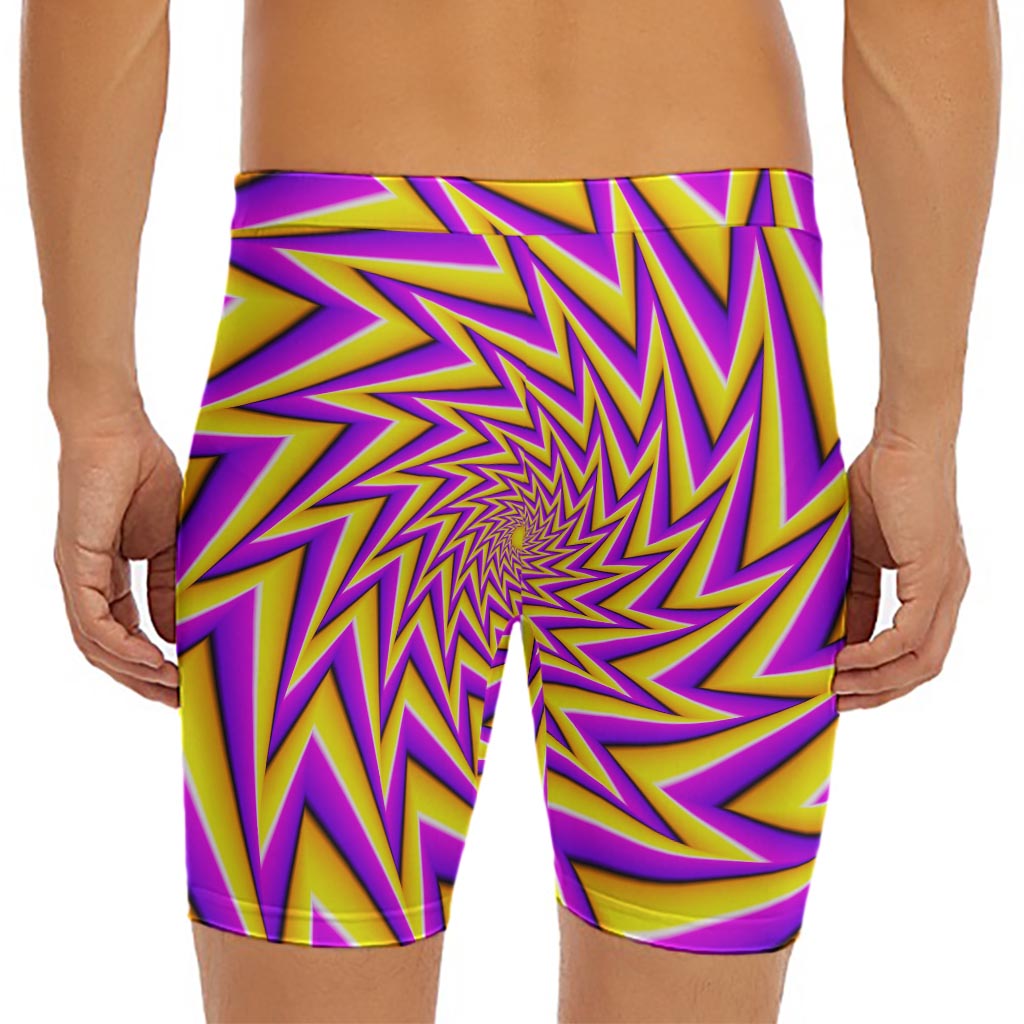 Yellow Big Bang Moving Optical Illusion Men's Long Boxer Briefs