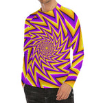Yellow Big Bang Moving Optical Illusion Men's Long Sleeve Rash Guard