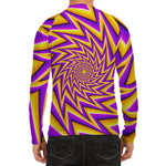 Yellow Big Bang Moving Optical Illusion Men's Long Sleeve Rash Guard