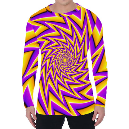 Yellow Big Bang Moving Optical Illusion Men's Long Sleeve T-Shirt