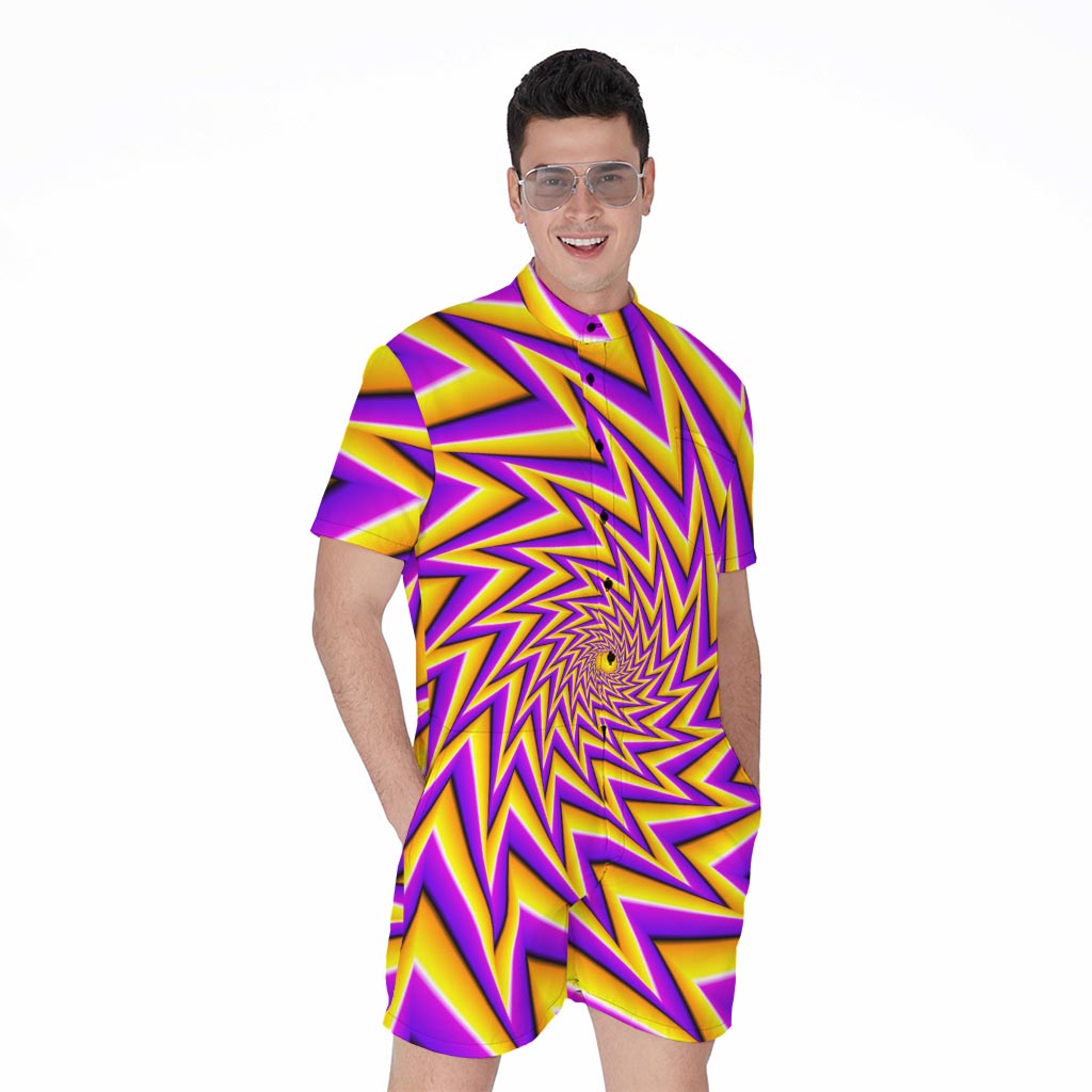 Yellow Big Bang Moving Optical Illusion Men's Rompers