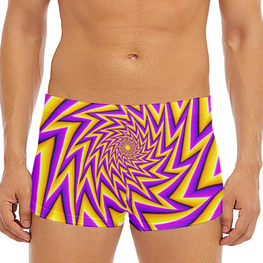 Yellow Big Bang Moving Optical Illusion Men's Short Boxer Briefs