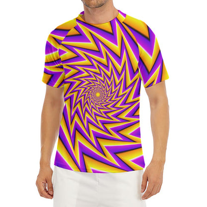 Yellow Big Bang Moving Optical Illusion Men's Short Sleeve Rash Guard