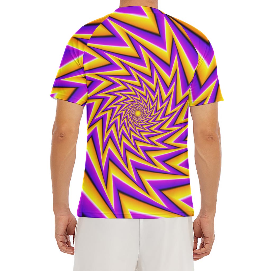 Yellow Big Bang Moving Optical Illusion Men's Short Sleeve Rash Guard