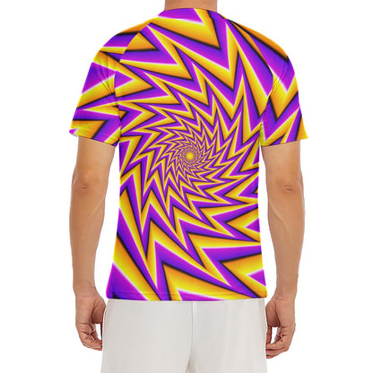 Yellow Big Bang Moving Optical Illusion Men's Short Sleeve Rash Guard