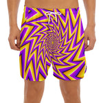 Yellow Big Bang Moving Optical Illusion Men's Split Running Shorts