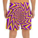 Yellow Big Bang Moving Optical Illusion Men's Split Running Shorts