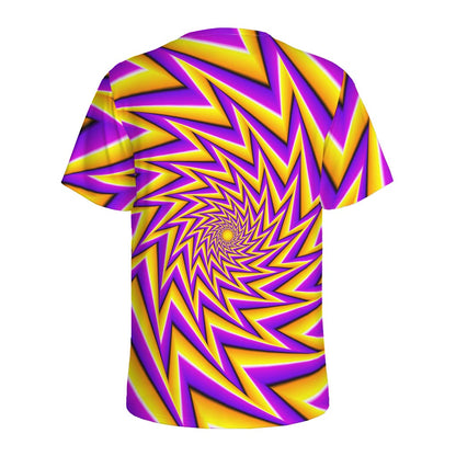 Yellow Big Bang Moving Optical Illusion Men's Sports T-Shirt