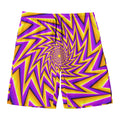 Yellow Big Bang Moving Optical Illusion Men's Swim Trunks
