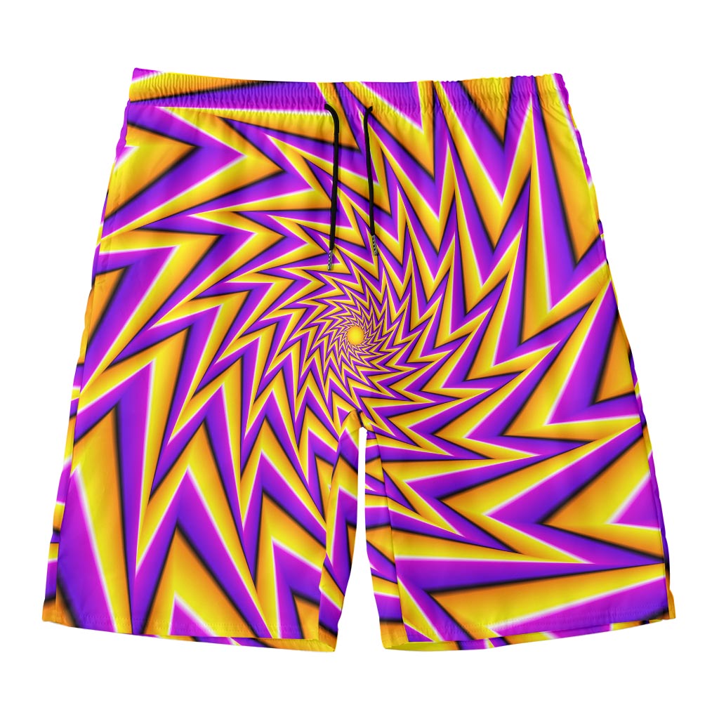 Yellow Big Bang Moving Optical Illusion Men's Swim Trunks