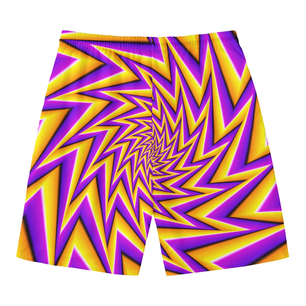 Yellow Big Bang Moving Optical Illusion Men's Swim Trunks