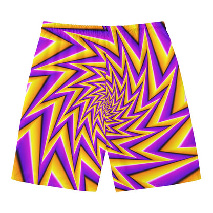 Yellow Big Bang Moving Optical Illusion Men's Swim Trunks