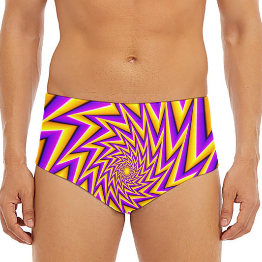 Yellow Big Bang Moving Optical Illusion Men's Triangle Swim Briefs