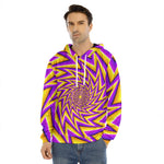 Yellow Big Bang Moving Optical Illusion Men's Velvet Pullover Hoodie