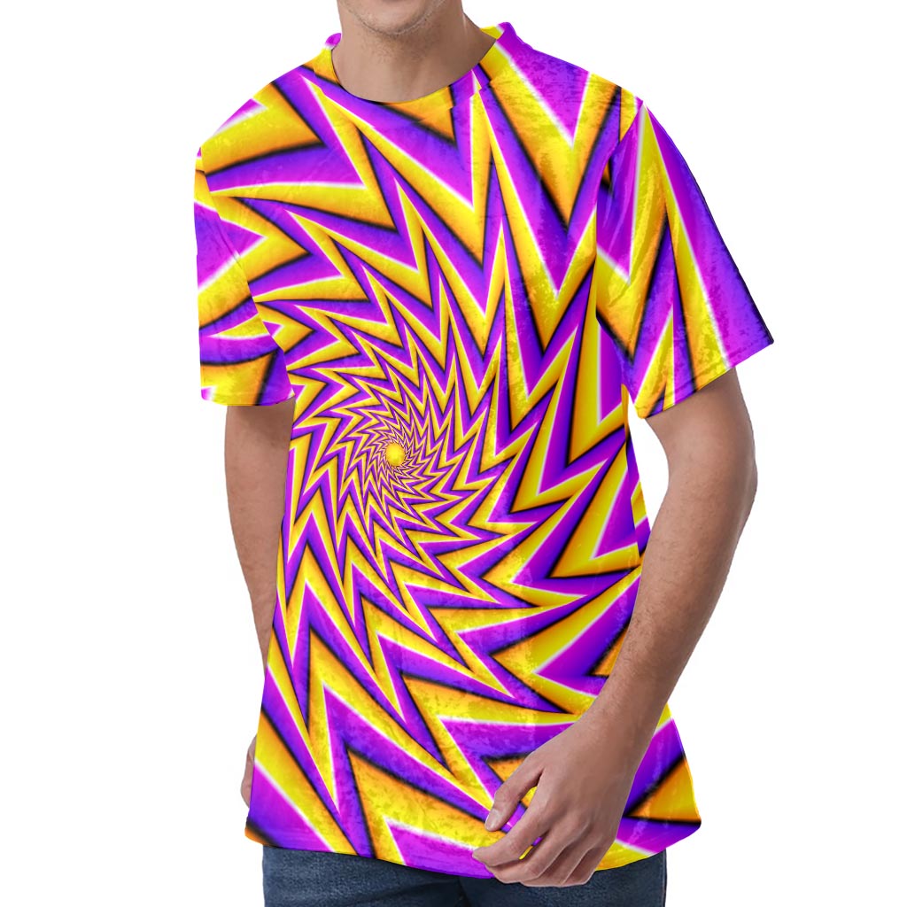 Yellow Big Bang Moving Optical Illusion Men's Velvet T-Shirt