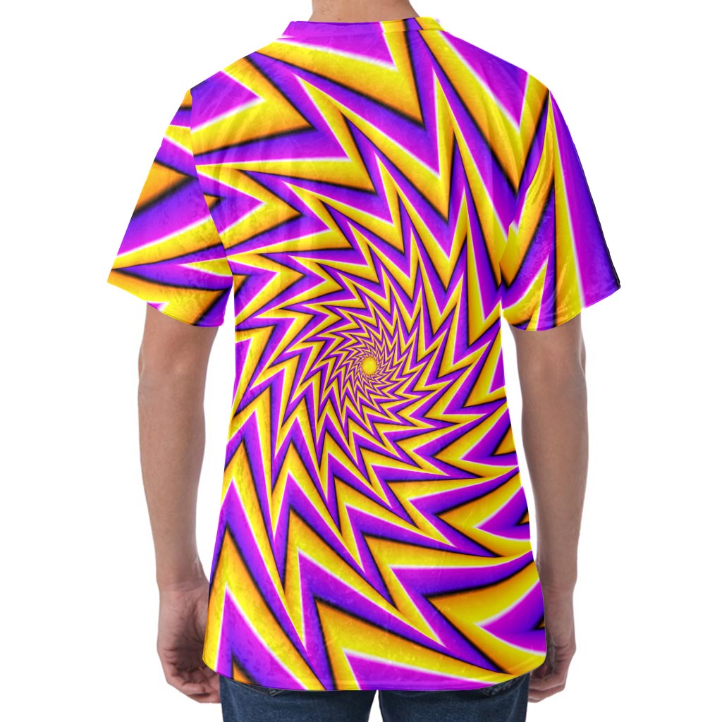 Yellow Big Bang Moving Optical Illusion Men's Velvet T-Shirt