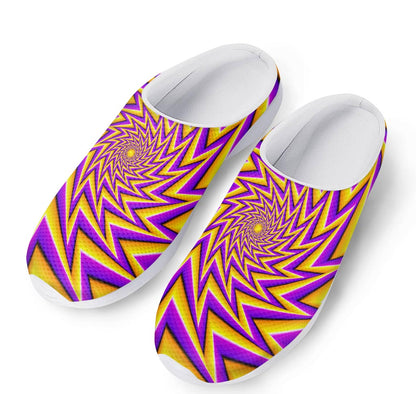 Yellow Big Bang Moving Optical Illusion Mesh Casual Shoes