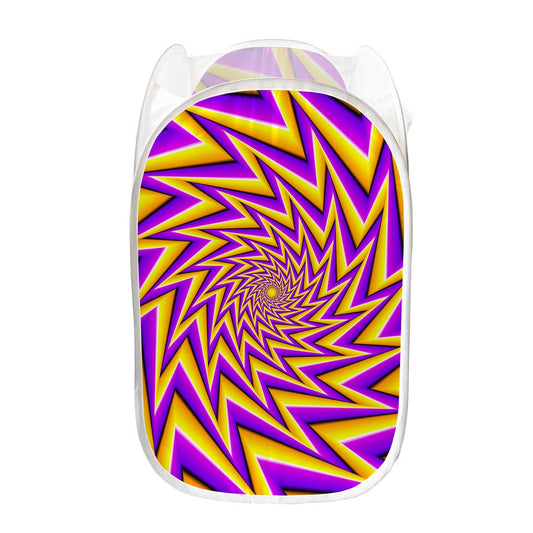 Yellow Big Bang Moving Optical Illusion Mesh Laundry Hamper