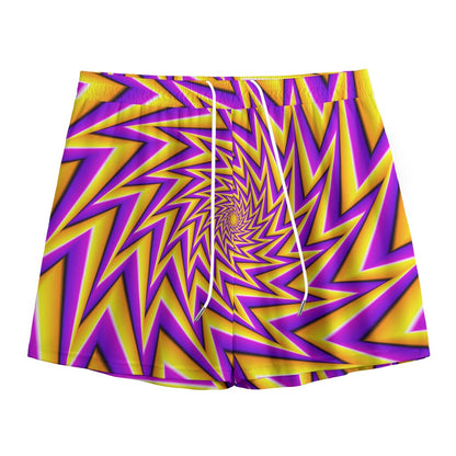Yellow Big Bang Moving Optical Illusion Mesh Shorts