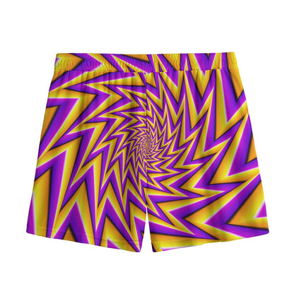 Yellow Big Bang Moving Optical Illusion Mesh Shorts