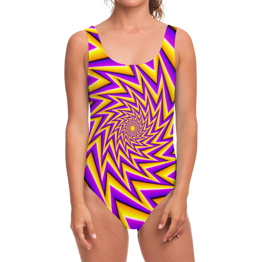 Yellow Big Bang Moving Optical Illusion One Piece Swimsuit