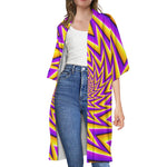 Yellow Big Bang Moving Optical Illusion Open Front Beach Cover Up