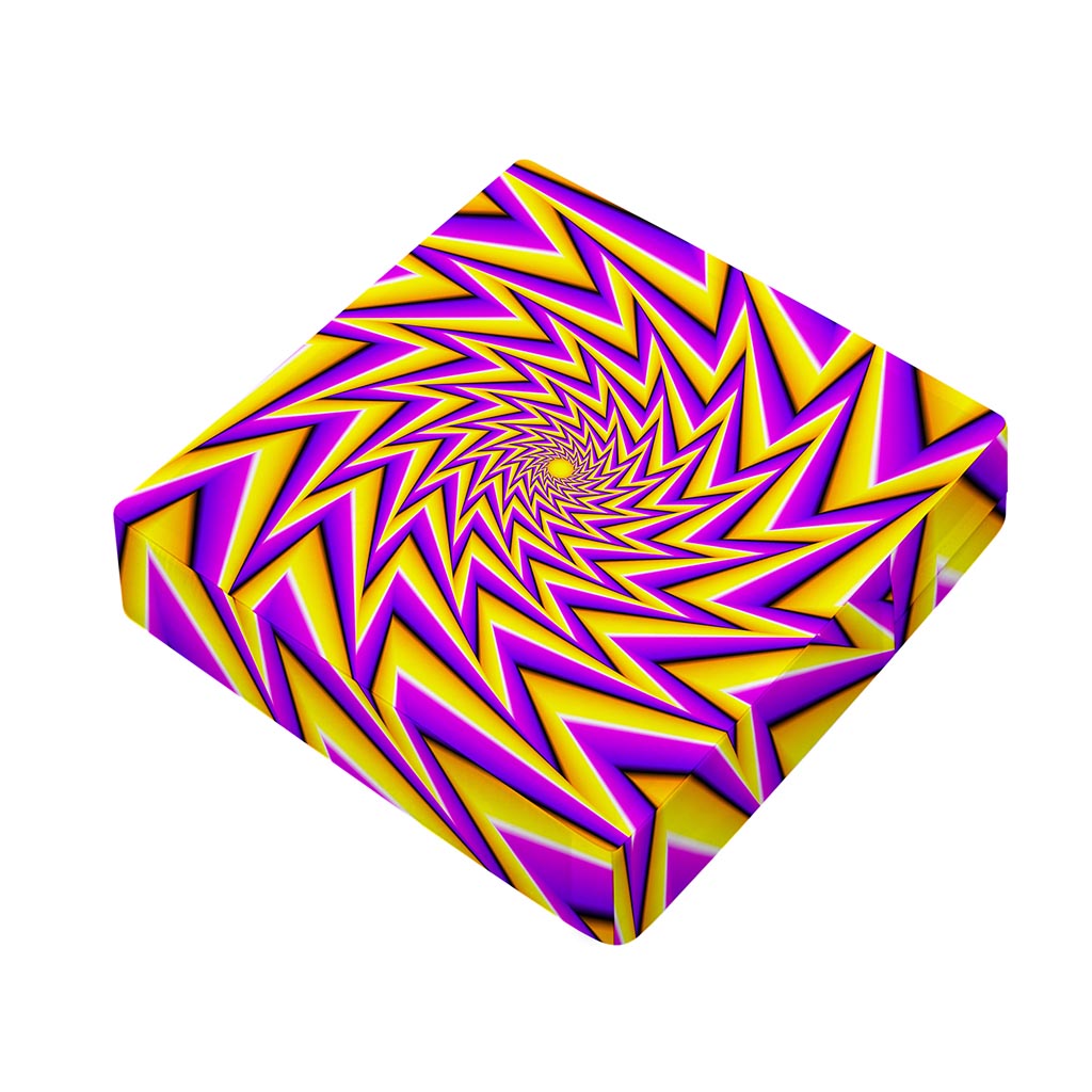 Yellow Big Bang Moving Optical Illusion Outdoor Seat Cushion Cover