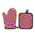 Yellow Big Bang Moving Optical Illusion Oven Mitt And Pot Holder Set