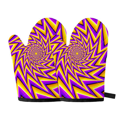 Yellow Big Bang Moving Optical Illusion Oven Mitts