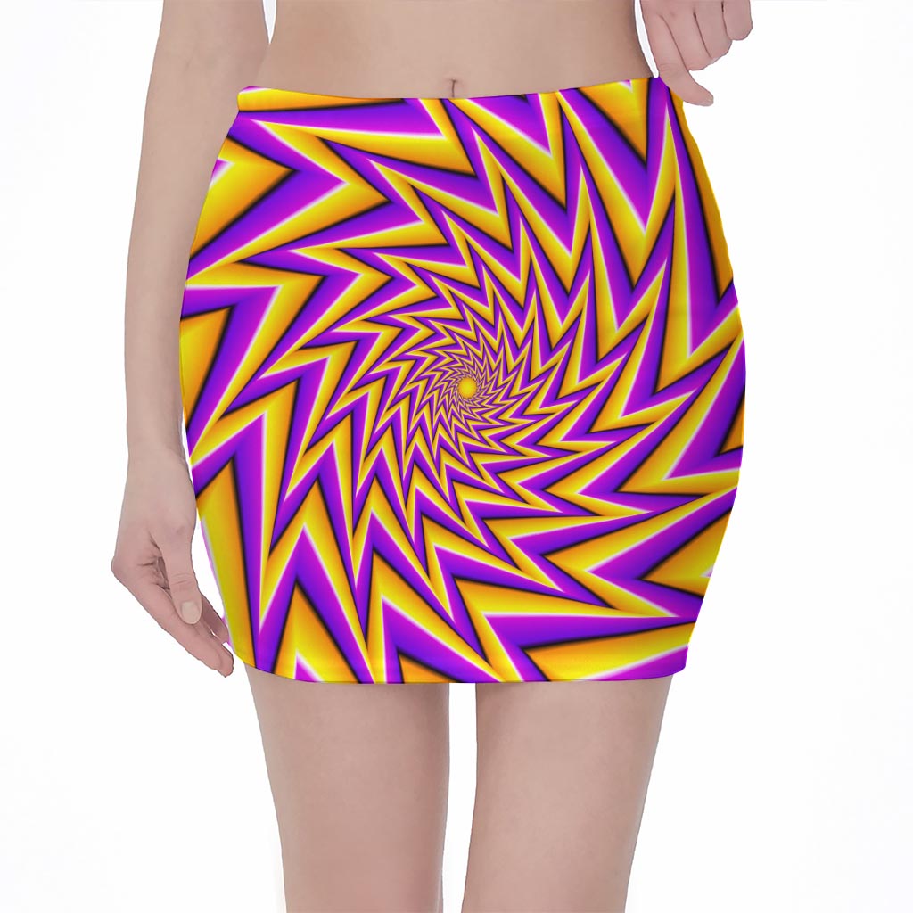 Yellow Big Bang Moving Optical Illusion Pencil Mini Skirt