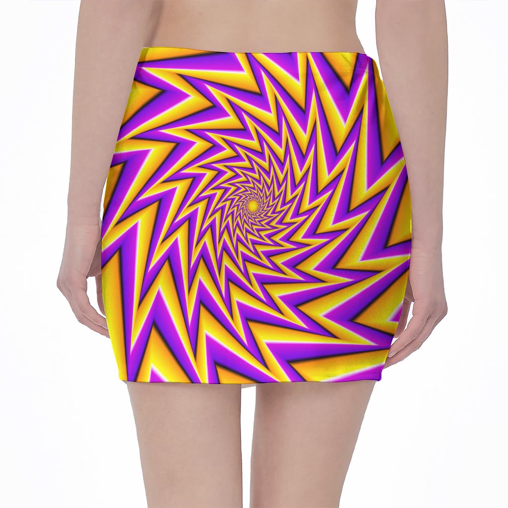 Yellow Big Bang Moving Optical Illusion Pencil Mini Skirt