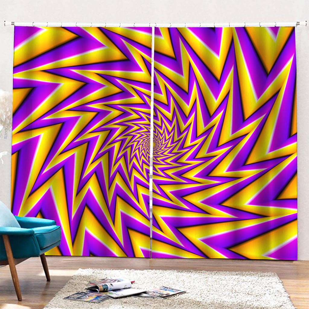 Yellow Big Bang Moving Optical Illusion Pencil Pleat Curtains