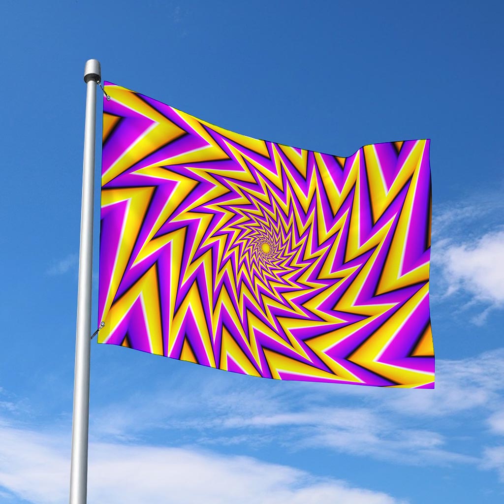 Yellow Big Bang Moving Optical Illusion Polyester Flag