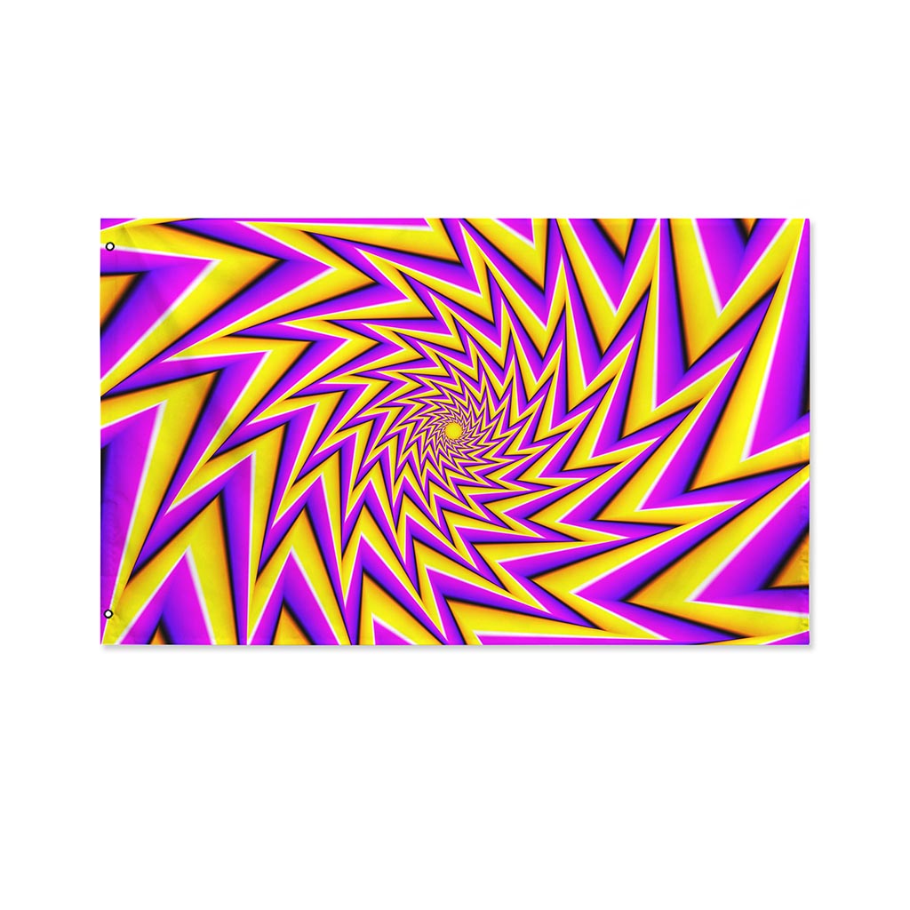 Yellow Big Bang Moving Optical Illusion Polyester Flag